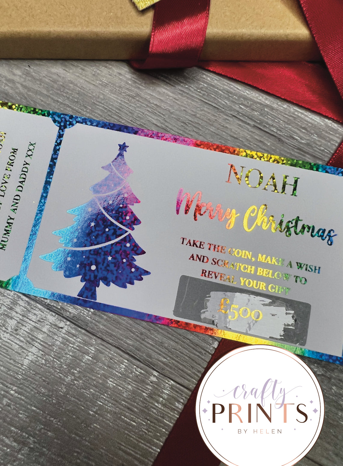 Christmas tree scratch card (Scratch card only)