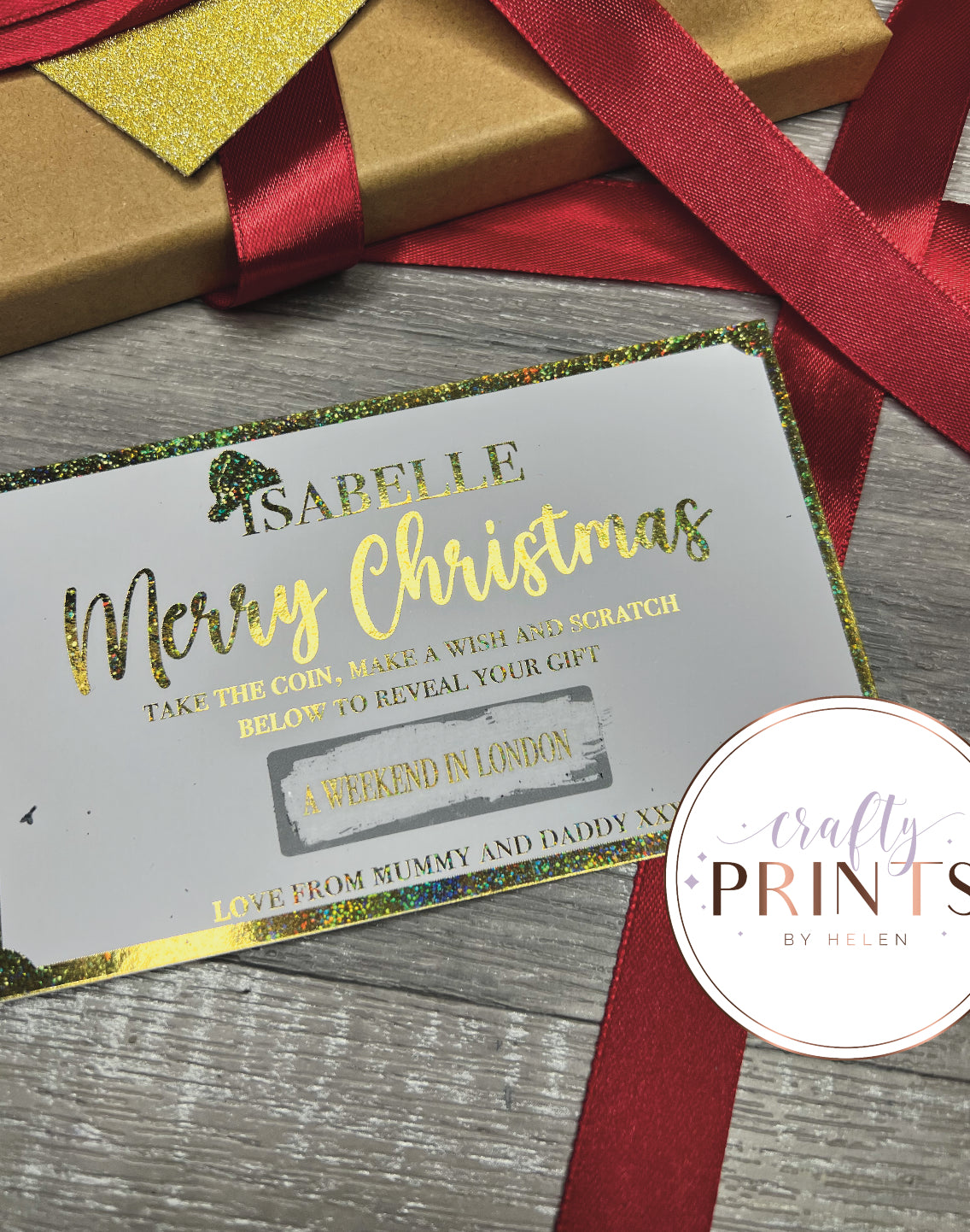 Santa Hat Christmas scratch card (Scratch card only)