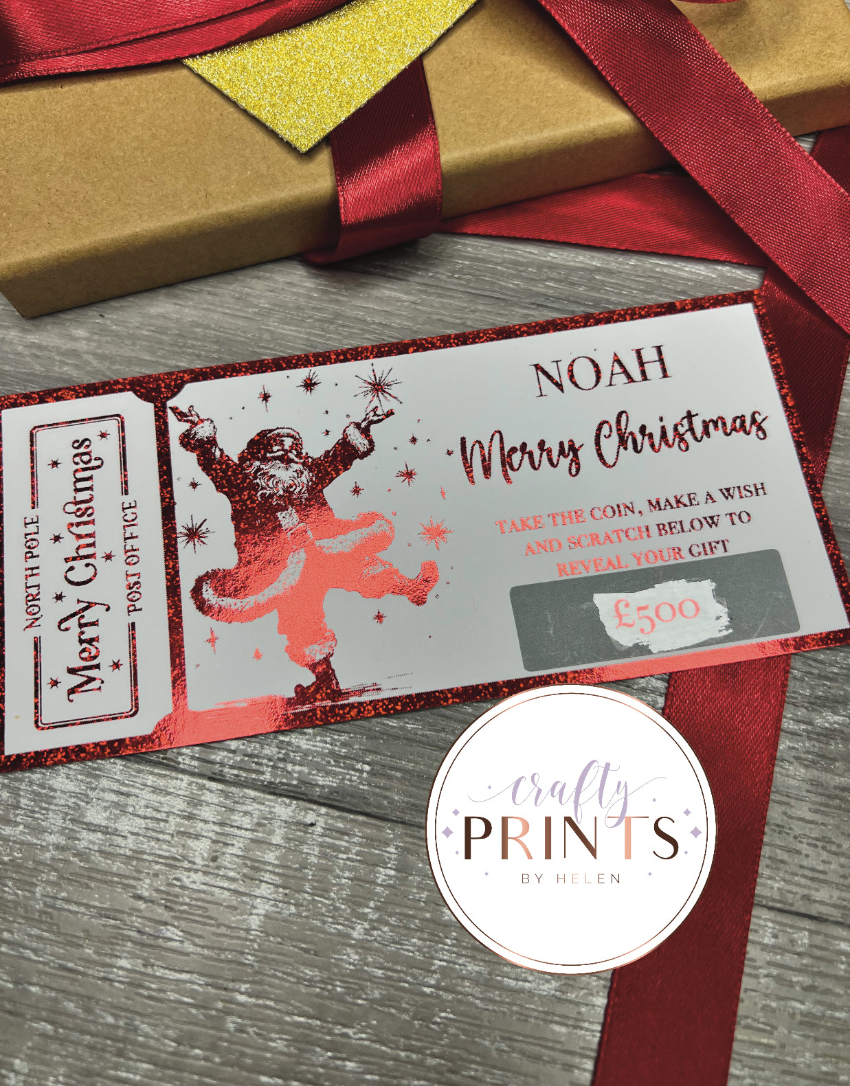 Santa Christmas scratch card (scratch card only)