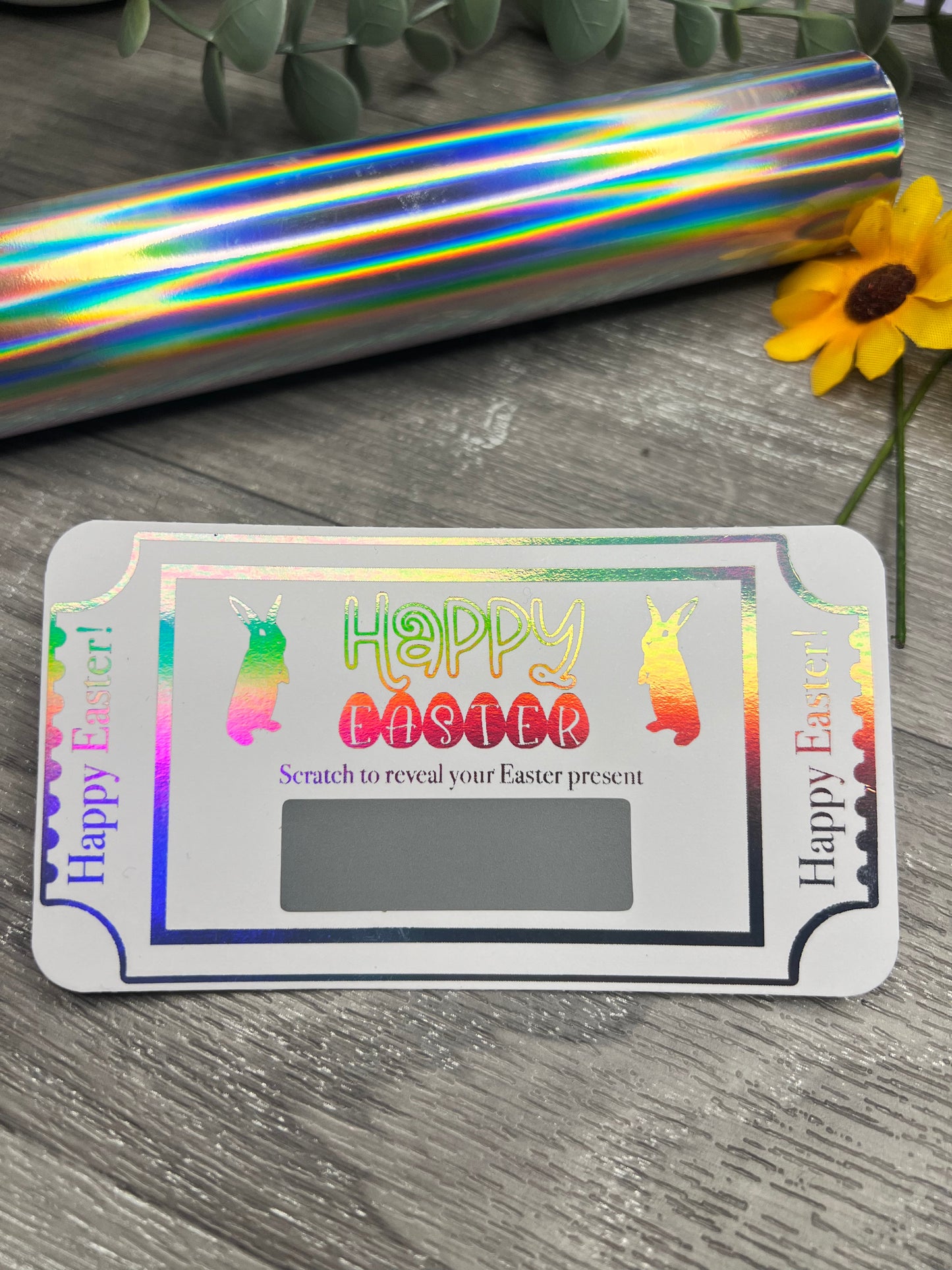 Personalised Easter scratch card presented in luxury gift box