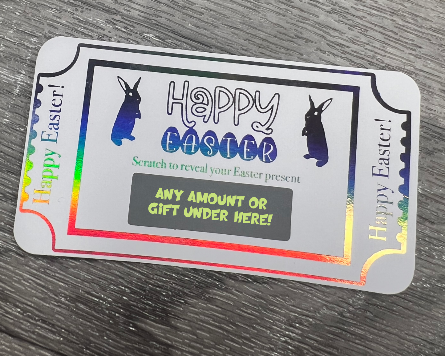 Personalised Easter scratch card presented in luxury gift box