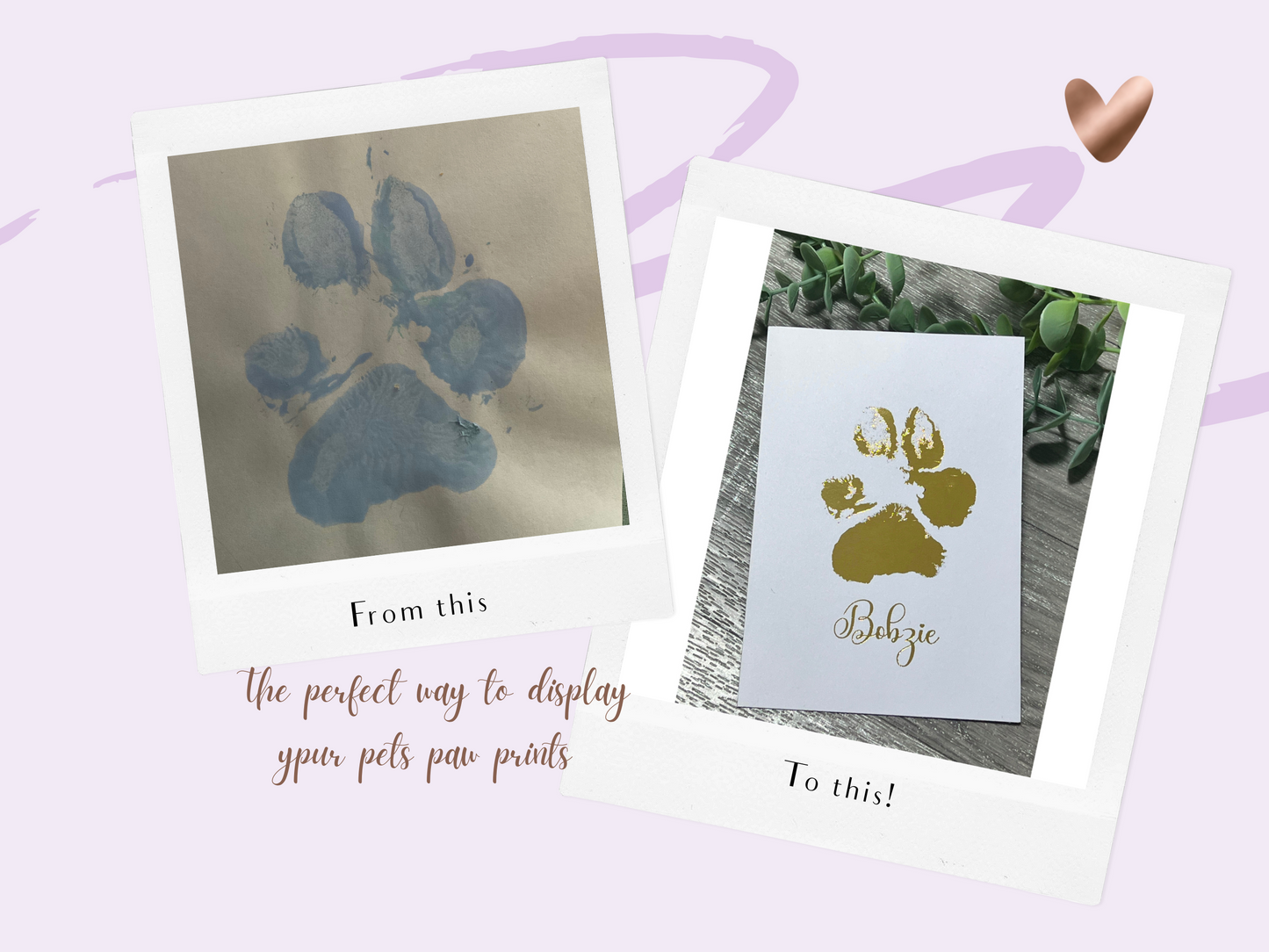 Personalised foil paw print your pets paw print foiled with quote