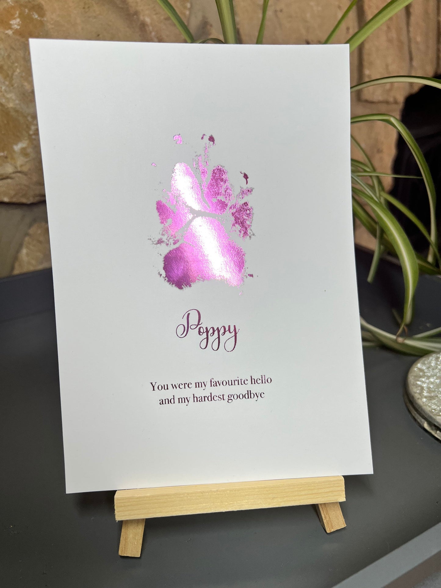 Personalised foil paw print your pets paw print foiled with quote