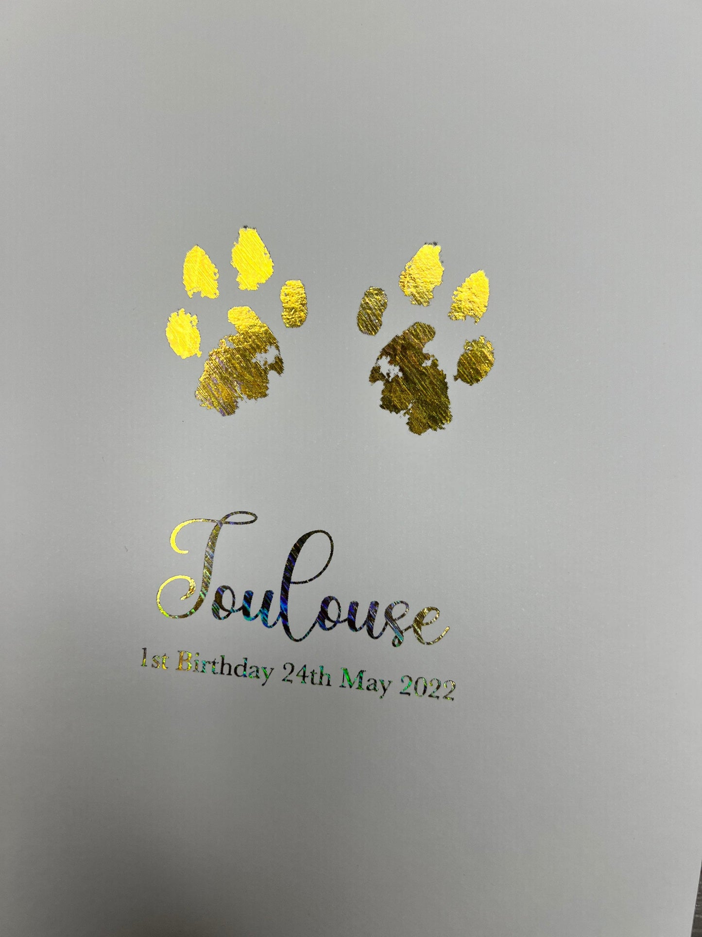 Personalised foil paw print your pets paw print foiled with quote
