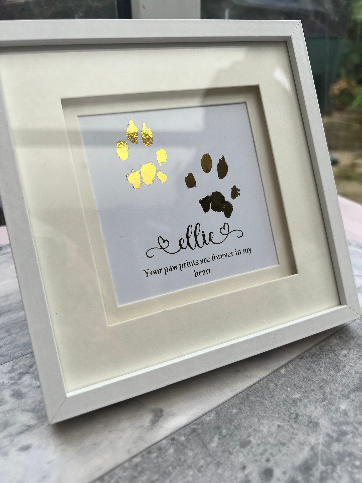 Personalised foil paw print your pets paw print foiled with quote