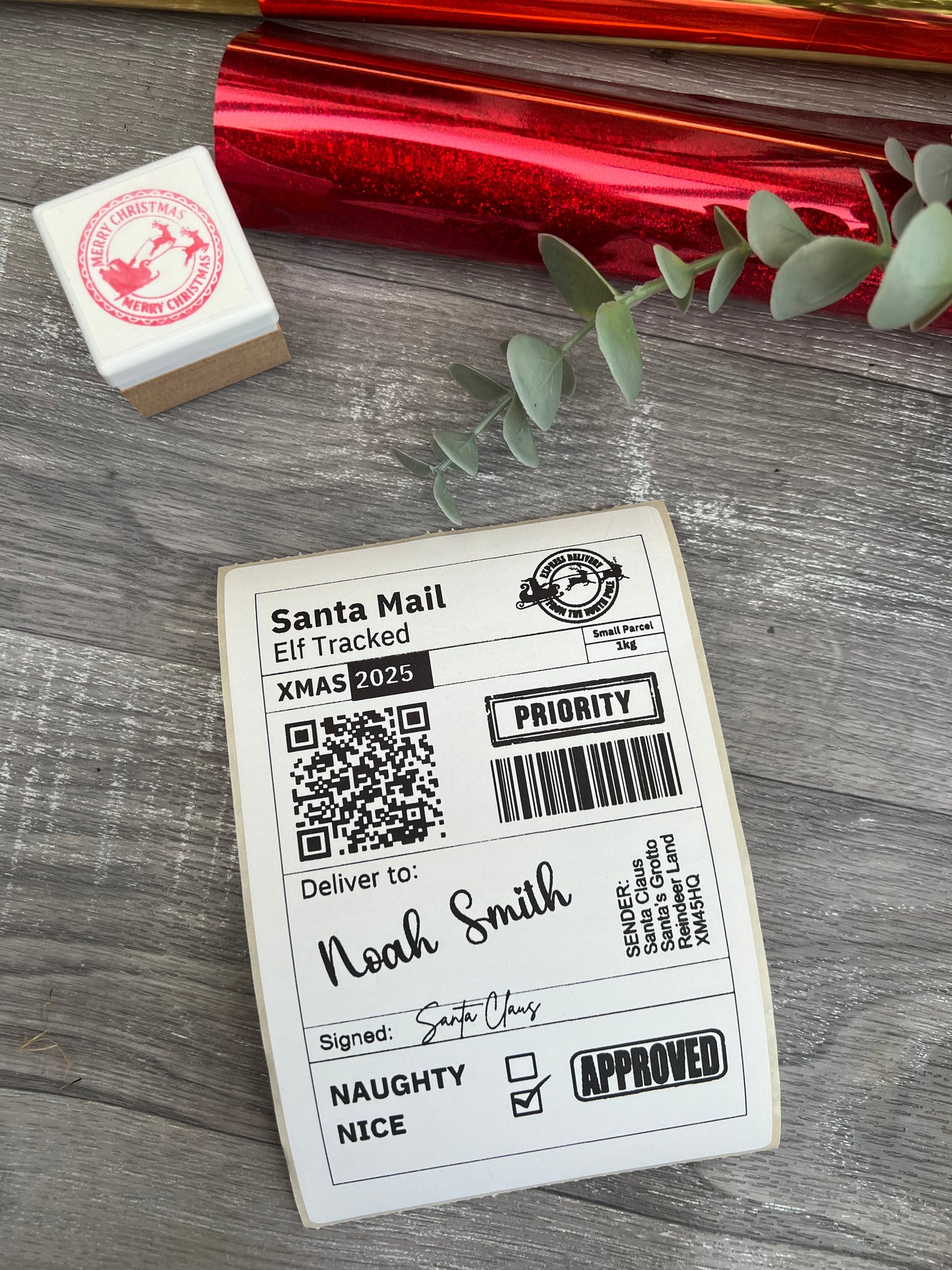 Personalised Santa Mail tracked label x 10