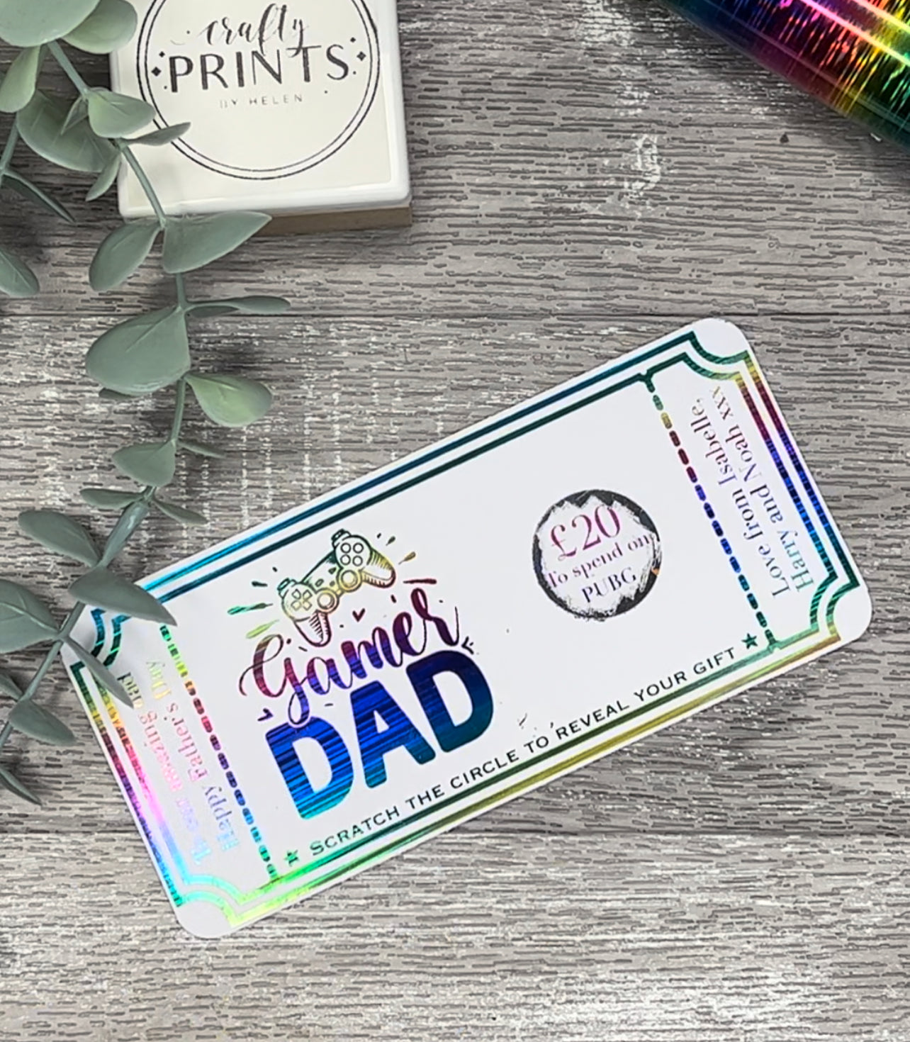 Gamer Dad, Father’s Day Personalised scratch card