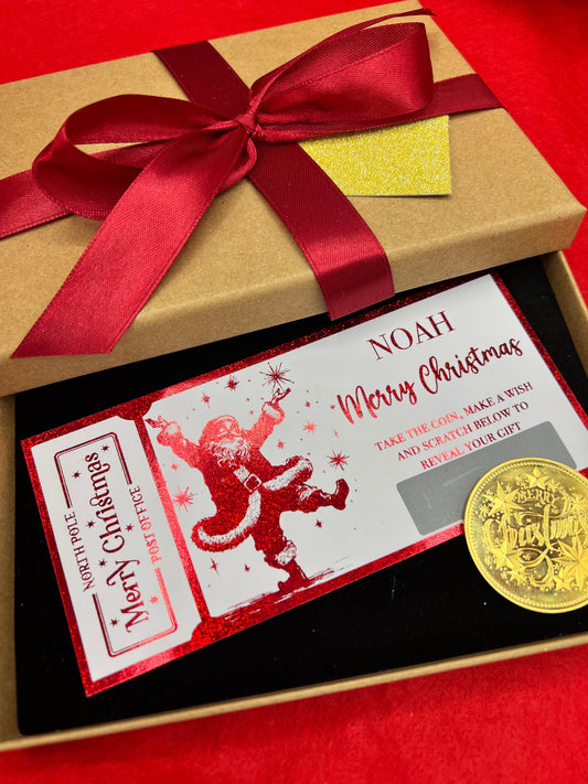 Luxury Santa Christmas scratch card & coin gifting set