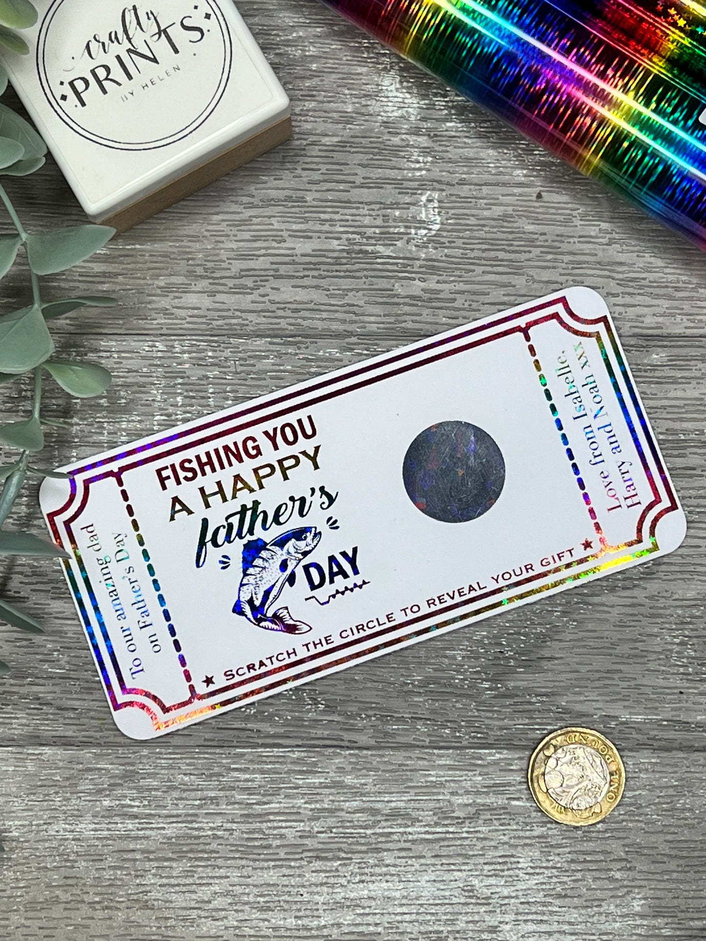 Fishing Dad, Father’s Day Personalised scratch card