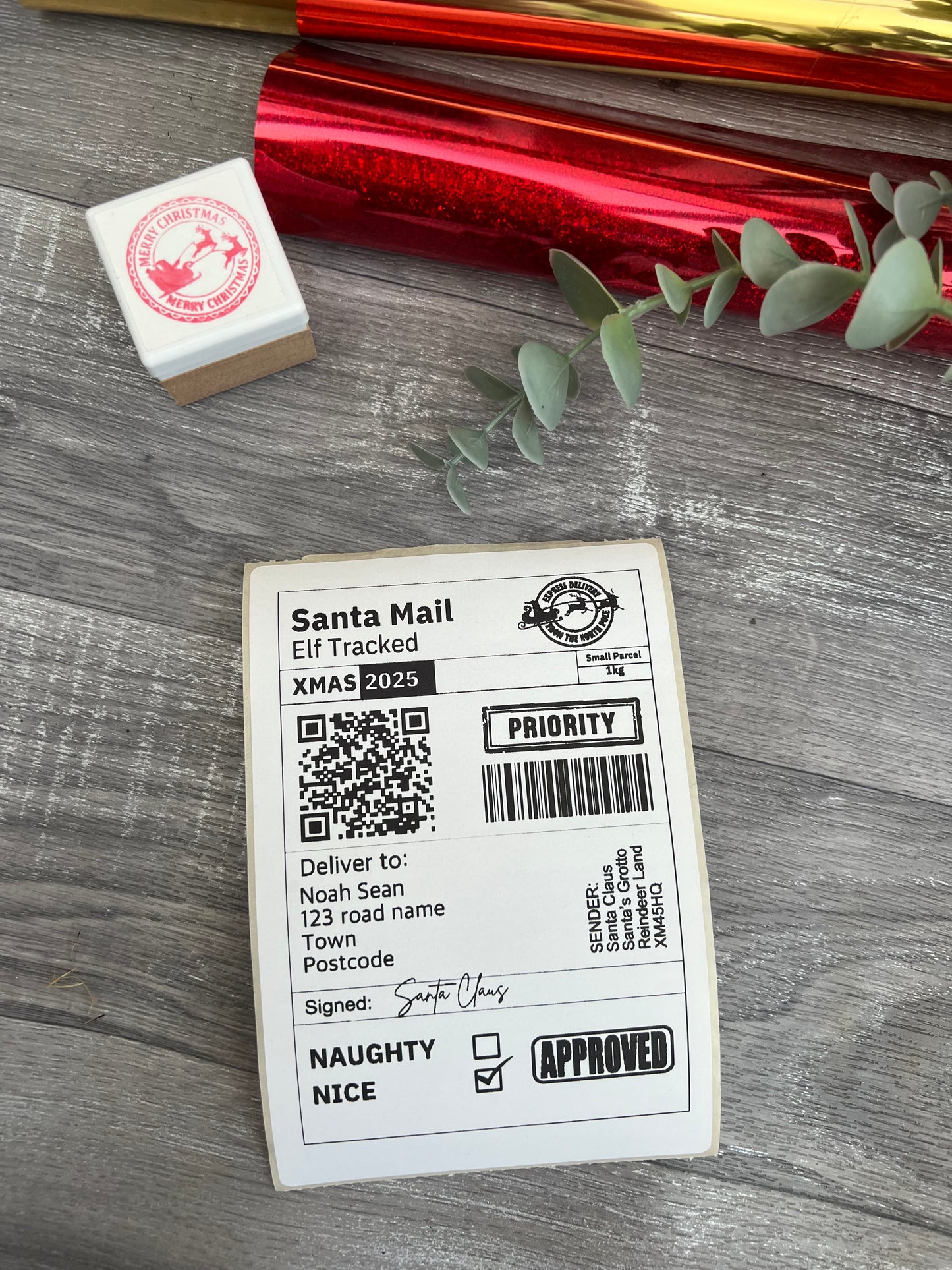 Personalised Santa Mail tracked label x 10
