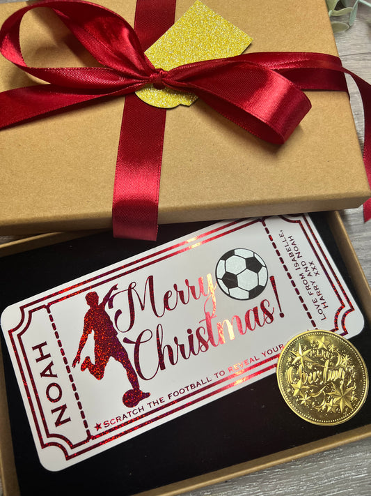 Football christmas scratch card & coin gifting set