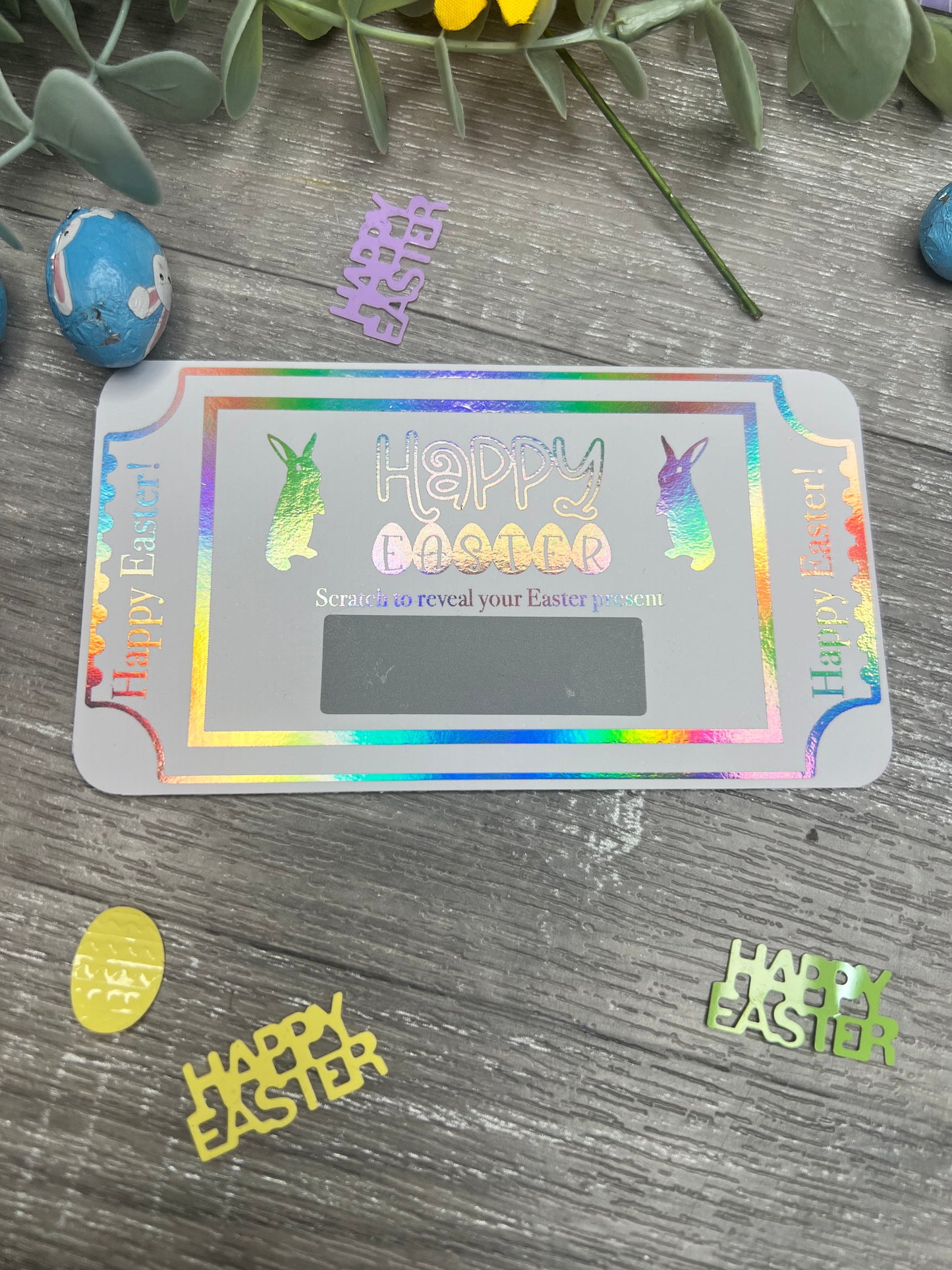 Personalised Easter scratch card presented in luxury gift box