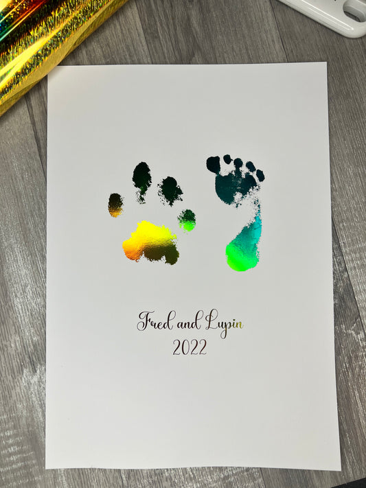 Mixed paw and hand print