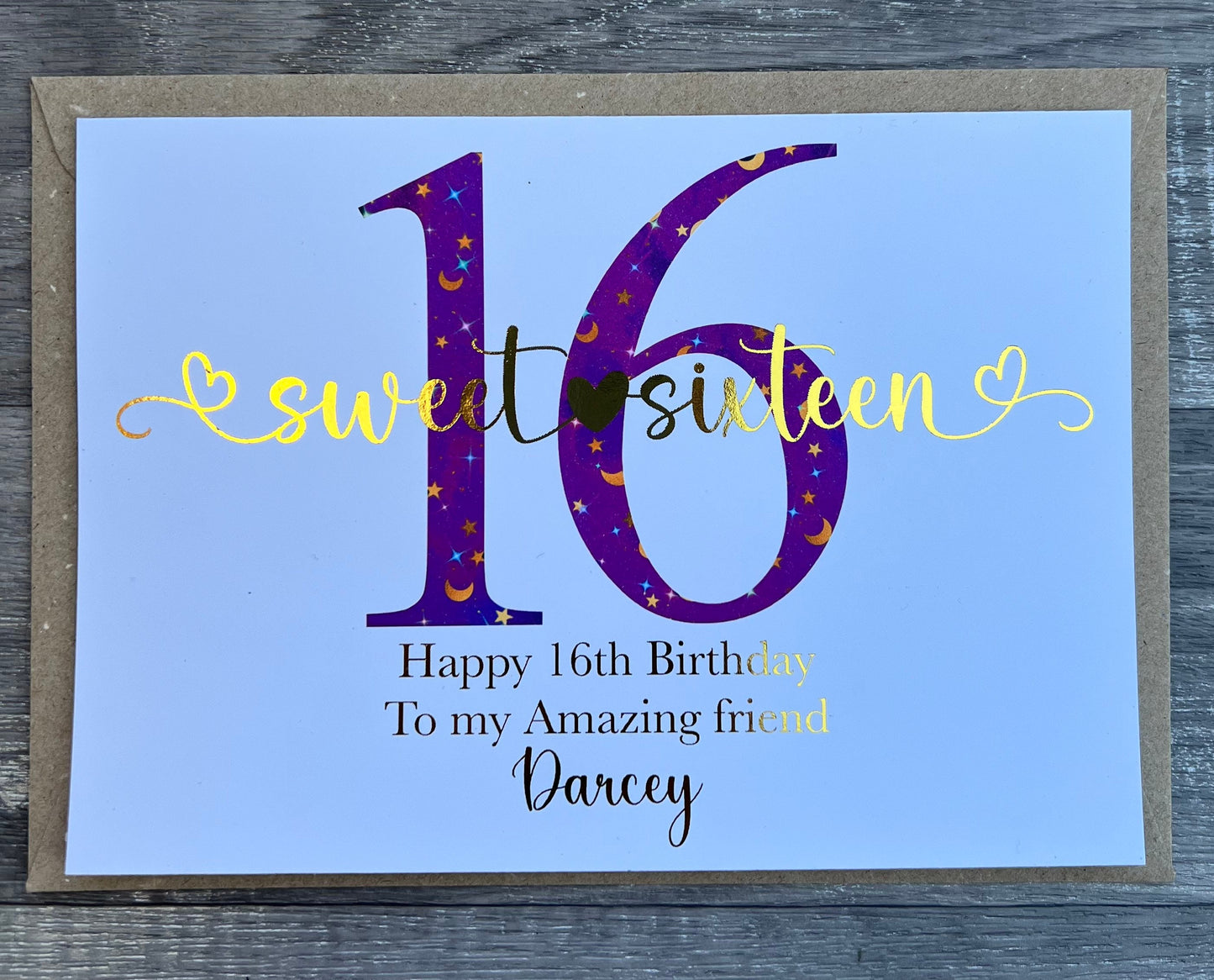 Sweet Sixteen 16th Birthday card personalised Foiled
