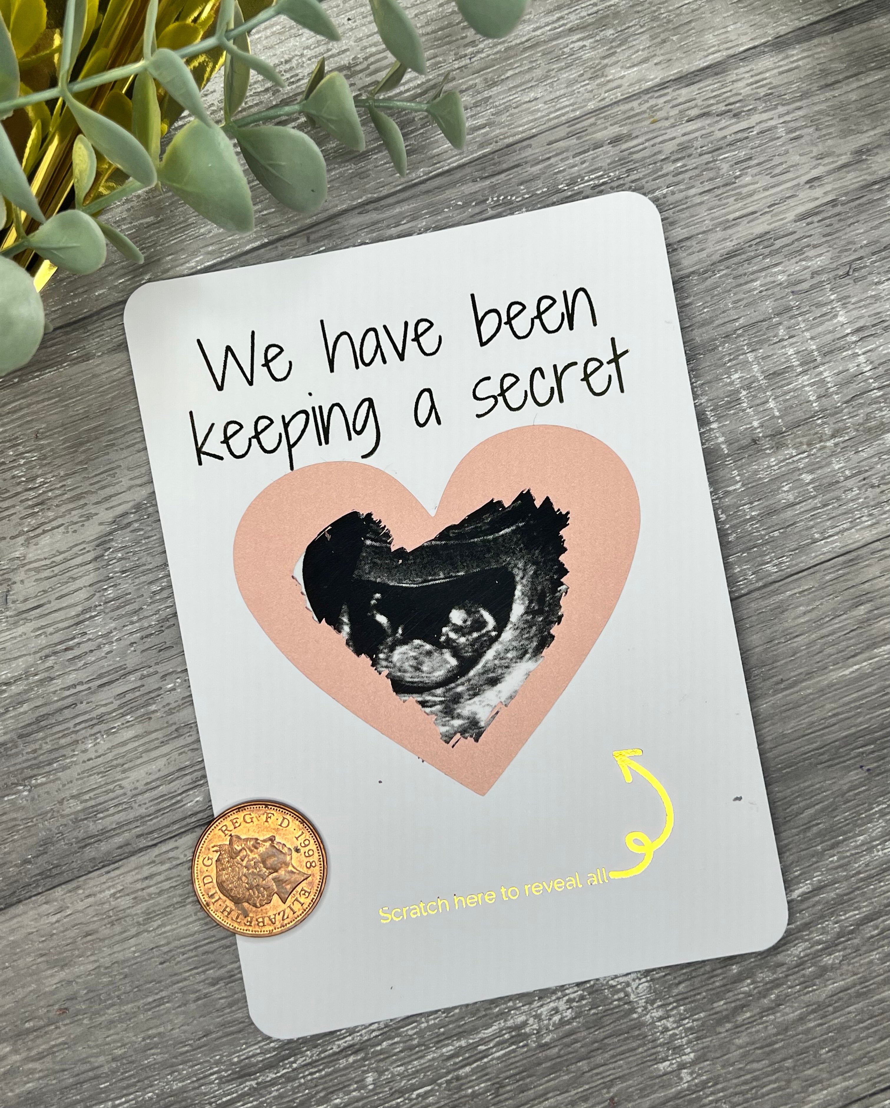 Foiled pregnancy announcement scan scratch card – CraftyPrintsbyHelen
